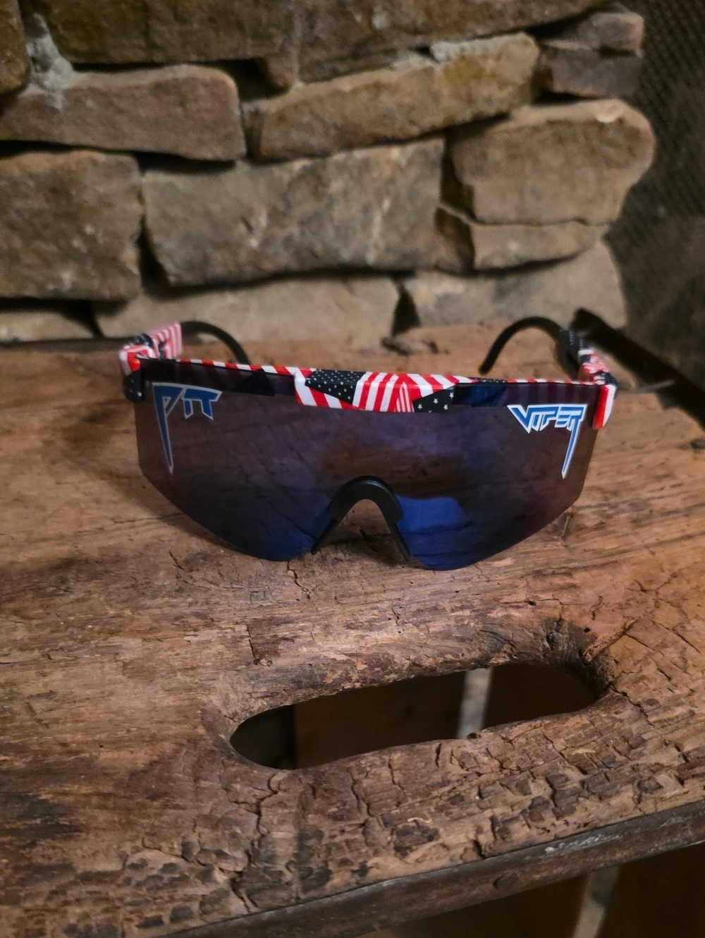 Pit Viper American Flag Frame with Blue Mirrored Lens Sunglasses